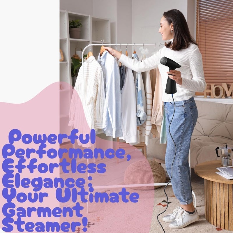 Magictec Travel Garment Steamer, Handheld Steamer for Clothes, Fast Heat-Up in 30 Seconds, 1000W Portable Steamer with 120ml Water Tank, Removes Wrinkles from Clothes, Garments, and Fabrics - Image 2